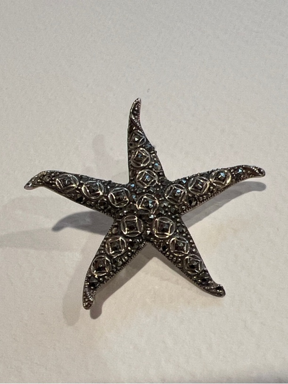Sterling Silver Marcasite Starfish Brooch